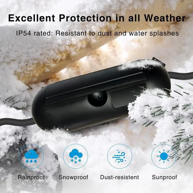 Alt view image 3 of 7 - Extension Cord Cover Outdoor Electrical Box IP54 Waterproof Outdoor Extension Cord Cover, Dicio Weatherproof Box Plug Socket Black Cable Protect Outdoor Outlet, Christmas Holiday Decoration