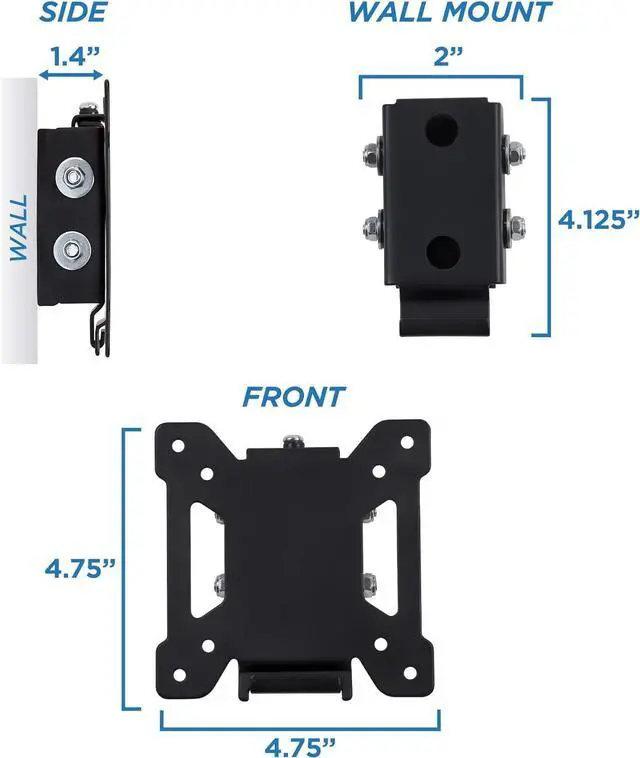 Alt view image 4 of 7 - Tilting TV Wall Mount Bracket for Small TV and Computer Monitors, Low-Profile Design with Quick Release Function, Fits 24, 27, 30 and 32 Inch Screens Up to VESA 100, 44 Lbs Capacity, Black