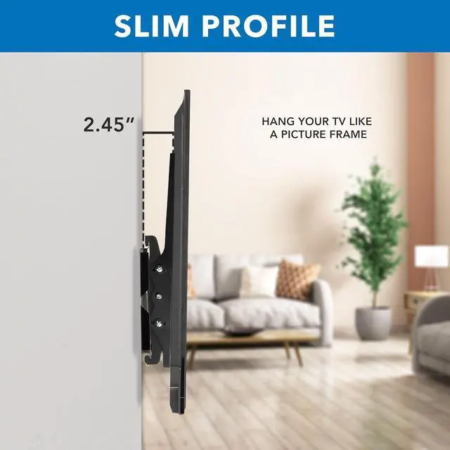 Alt view image 4 of 7 - Heavy-Duty Tilting TV Wall Mount for 43-90 Inch TVs, Low Profile Bracket Supports 220 lbs, Max VESA 800x600 mm, Fits 16/24 Studs, Adjustable Tilt to Reduce Glare