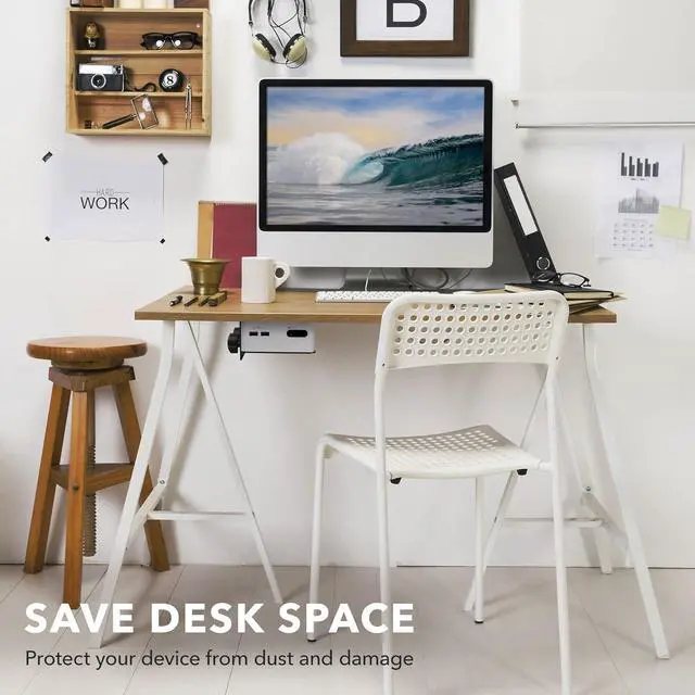 Alt view image 3 of 7 - Adjustable Thin Client Mini PC Mount  Under Desk, Wall, Pole, or VESA Monitor Stand  Fits Mac Mini, Small CPUs, Thin Clients, Docking Stations  Holds 11 lbs