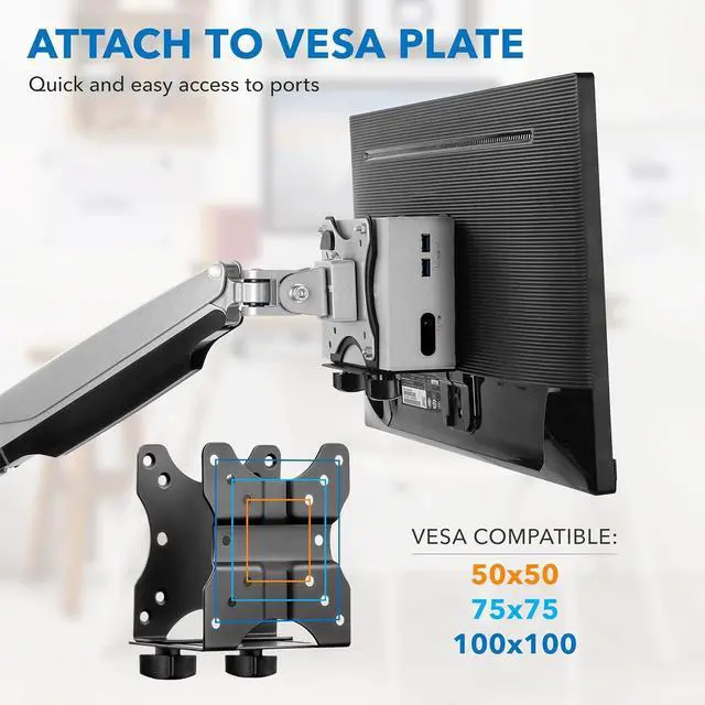 Alt view image 4 of 7 - Adjustable Thin Client Mini PC Mount  Under Desk, Wall, Pole, or VESA Monitor Stand  Fits Mac Mini, Small CPUs, Thin Clients, Docking Stations  Holds 11 lbs