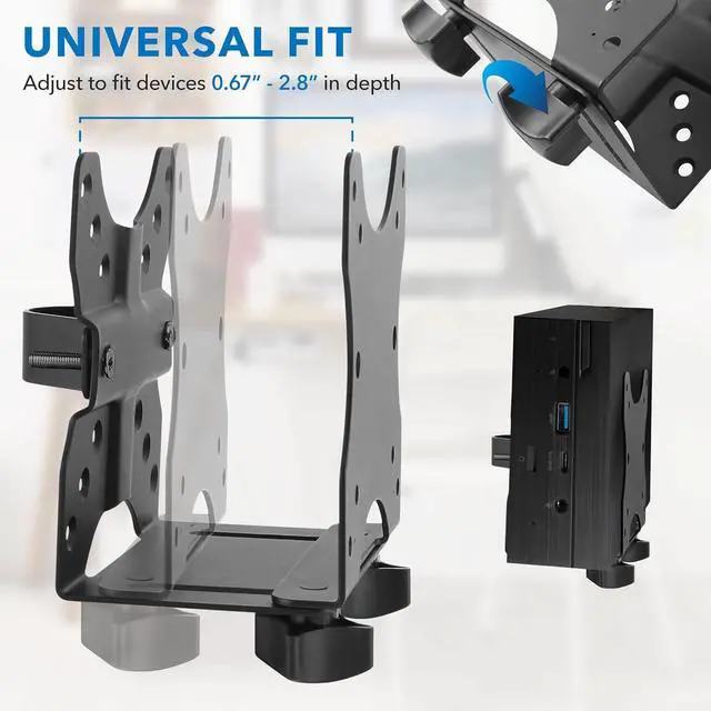 Alt view image 5 of 7 - Adjustable Thin Client Mini PC Mount  Under Desk, Wall, Pole, or VESA Monitor Stand  Fits Mac Mini, Small CPUs, Thin Clients, Docking Stations  Holds 11 lbs