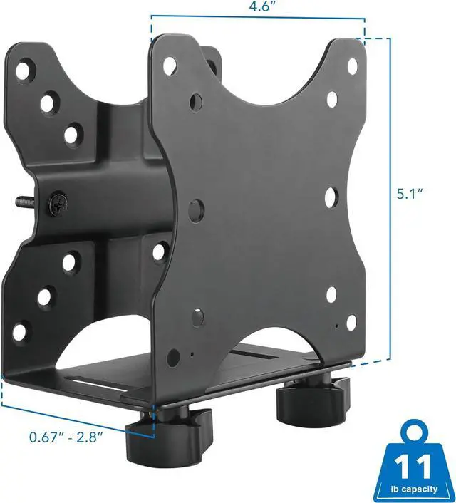 Alt view image 7 of 7 - Adjustable Thin Client Mini PC Mount  Under Desk, Wall, Pole, or VESA Monitor Stand  Fits Mac Mini, Small CPUs, Thin Clients, Docking Stations  Holds 11 lbs