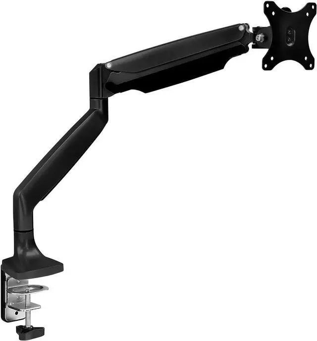 Main image of Single Monitor Arm Desk Mount | Gas Spring Monitor Arm | Full Motion Articulating Height Adjustable | Fits 21 22 23 24 27 30 32 Inch VESA Compatible Computer Screen | Clamp and Grommet Base
