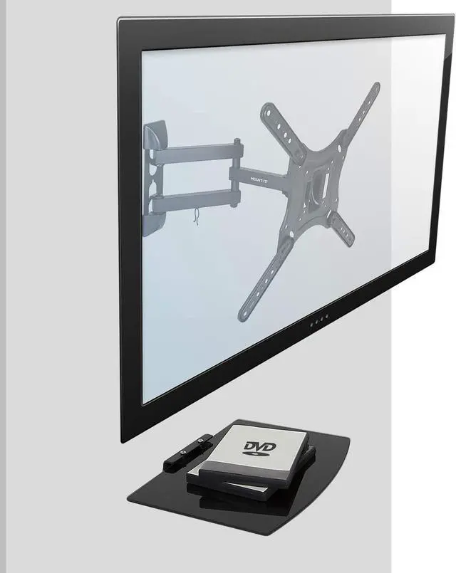 Alt view image 3 of 7 - TV Mount with Shelf | Full Motion TV Wall Mount with Floating Entertainment Shelf for Cable Box, DVR | Single Stud Installation | Fits Televisions Up to 55 Inches, VESA 75x75mm to 400x400mm