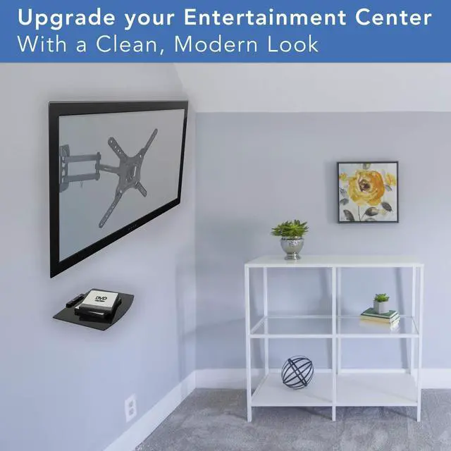 Alt view image 5 of 7 - TV Mount with Shelf | Full Motion TV Wall Mount with Floating Entertainment Shelf for Cable Box, DVR | Single Stud Installation | Fits Televisions Up to 55 Inches, VESA 75x75mm to 400x400mm