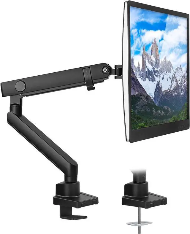 Main image of Single Monitor Arm Mount | Premium Monitor Desk Stand | Articulating Mechanical Spring Arm | Fits 24 27 30 32 Inch VESA 75 100 Compatible Computer Screen | C-Clamp and Grommet Bases
