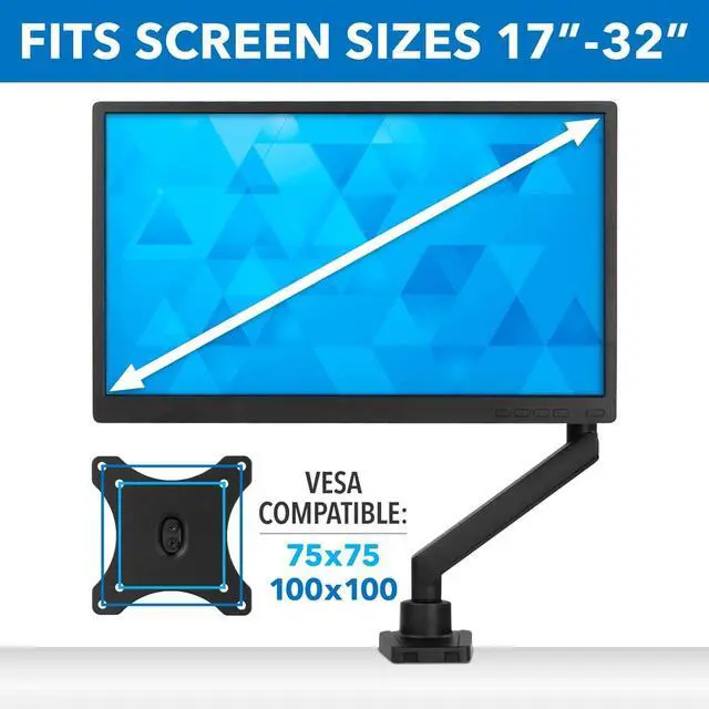 Alt view image 6 of 7 - Single Monitor Arm Mount | Premium Monitor Desk Stand | Articulating Mechanical Spring Arm | Fits 24 27 30 32 Inch VESA 75 100 Compatible Computer Screen | C-Clamp and Grommet Bases