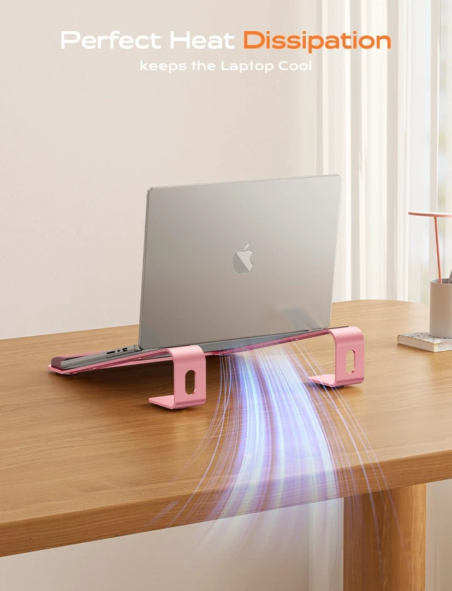 Alt view image 6 of 7 - LOXP Laptop Stand for Desk, Aluminum Laptop Riser Holder with Wrist Support | Removable Notebook Stand Ventilated Cooling Computer Riser Ergonomic Lectern Mount Compatible with 10-17 Laptops
