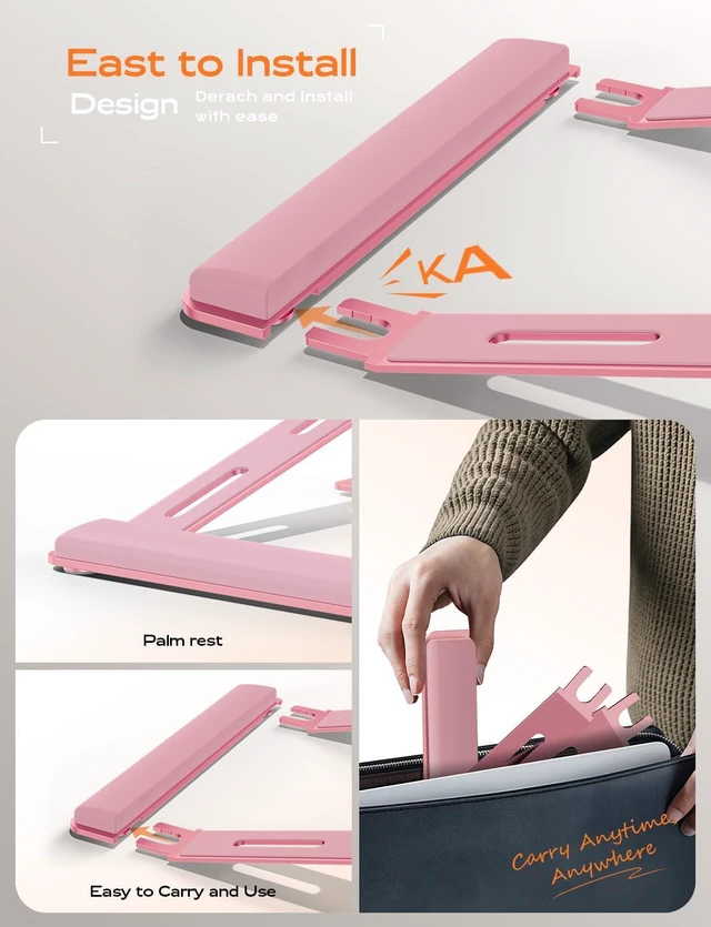 Alt view image 7 of 7 - LOXP Laptop Stand for Desk, Aluminum Laptop Riser Holder with Wrist Support | Removable Notebook Stand Ventilated Cooling Computer Riser Ergonomic Lectern Mount Compatible with 10-17 Laptops