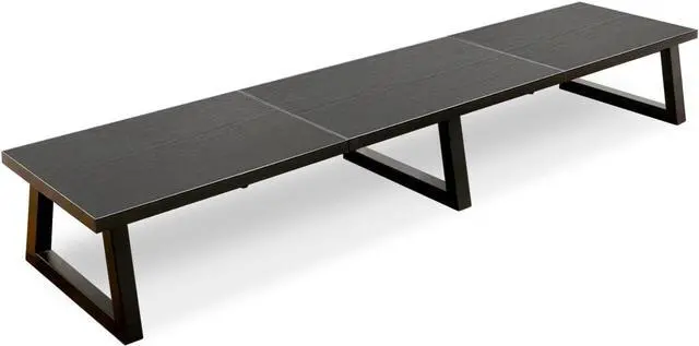 Main image of TEAMIX Black 42 inch Dual Monitor Riser,Wood and Steel Long Monitor Stand for 2 Monitors with Storage Large TV Riser Computer Laptop Stand for Desk Office Organization