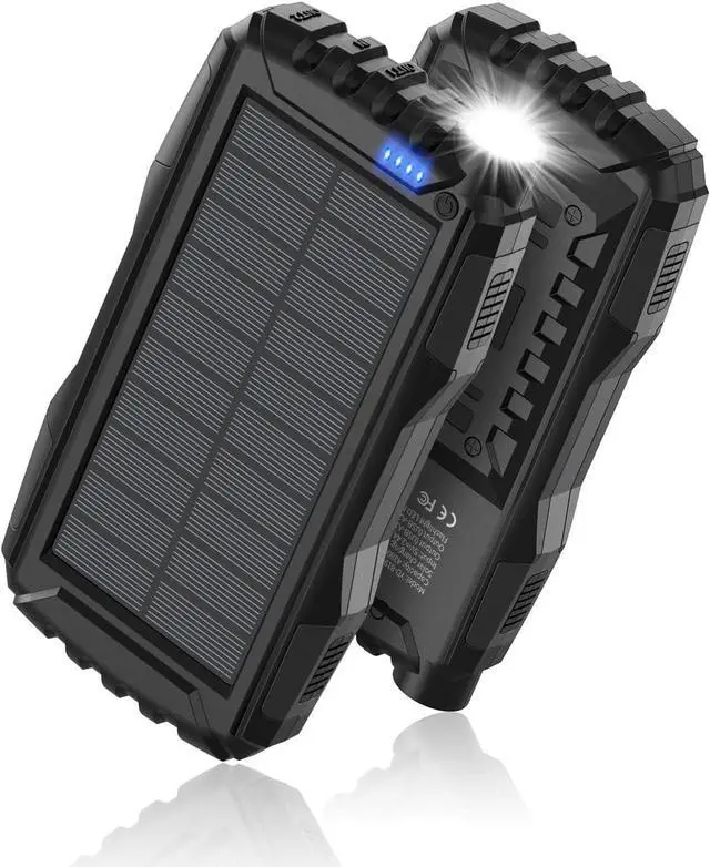 Main image of Power-Bank-Solar-Charger - 42800mAh Portable Charger,Solar Power Bank,External Battery Pack 5V3.1A Qc 3.0 Fast Charger Built-in Super Bright Flashlight (Deep Black)