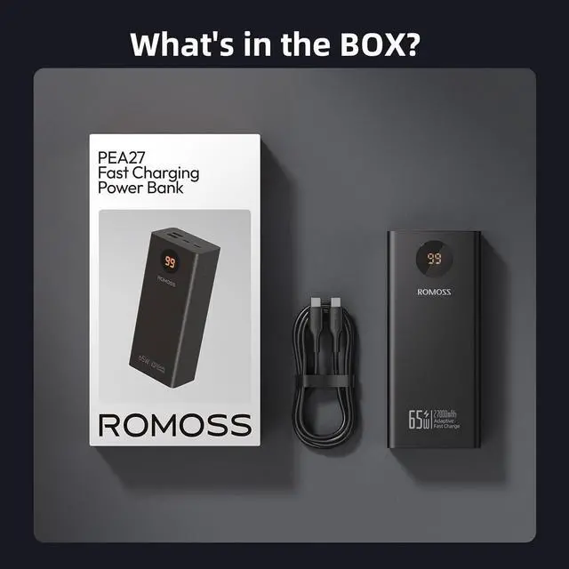 Alt view image 7 of 7 - ROMOSS 65W Power Bank, 27,000mAh TSA Approved High Capacity Laptop Portable Charger with USB C Fast Charging, Airplane Travel Essentials for iPhone 16/15/14, iPad, MacBook Pro, Samsung, Steam Deck