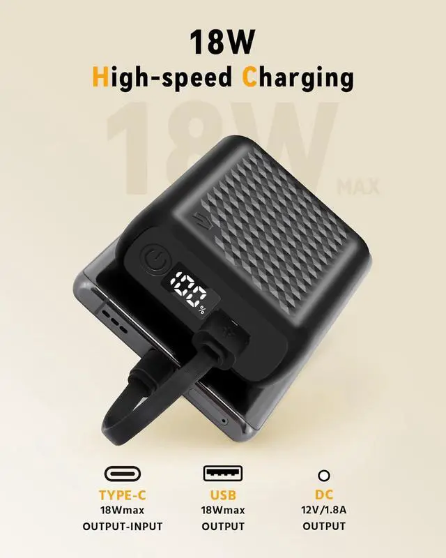 Alt view image 3 of 7 - Wulcea 12v 18400mAh Power Bank High Capacity Type-C InputUSB Type-C DC Output Fast Charge for Graphene Heated Jacket Heated Vest Long Lasting Portable Charger Digital Display for Genovega VERGOO