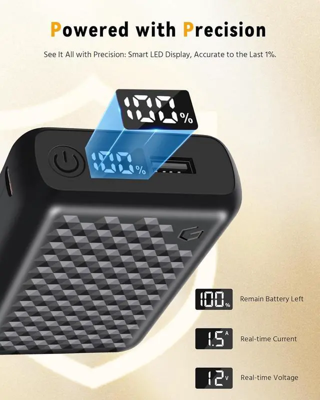 Alt view image 5 of 7 - Wulcea 12v 18400mAh Power Bank High Capacity Type-C InputUSB Type-C DC Output Fast Charge for Graphene Heated Jacket Heated Vest Long Lasting Portable Charger Digital Display for Genovega VERGOO