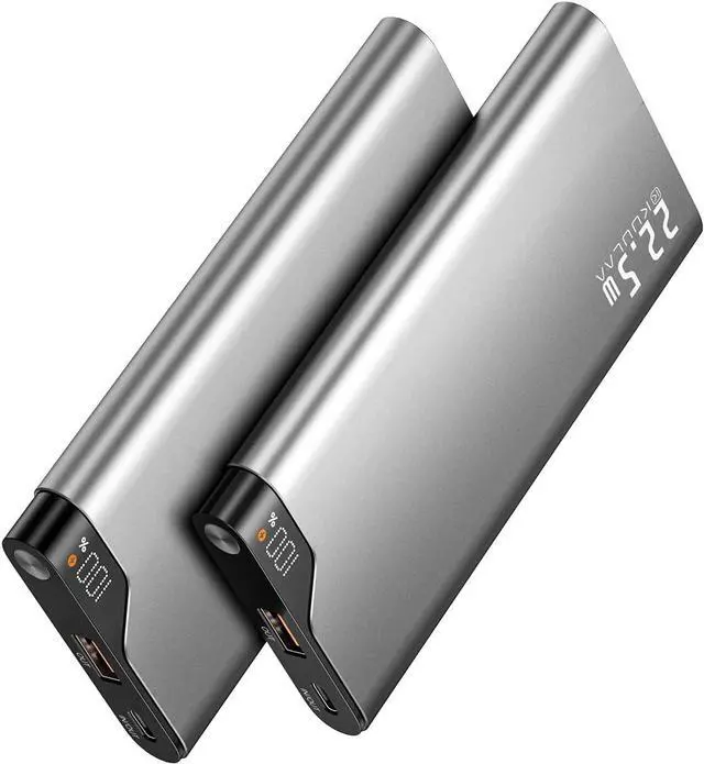 Main image of Kuulaa 2-Pack 10000mAh 22.5W PD Power Bank with LED Display, USB-C Fast Charger for iPhone 16/15/14 Pro/Plus, Samsung S24 Ultra, iPad - Slim Airplane Approved Travel Portable Charger Metal Shell