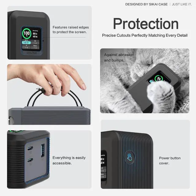 Alt view image 2 of 7 - Silicone Case for Anker Prime Power Bank 27,650mAh 250W 1/4-inch nut Hole, TF/SIM Card Storage Reserved Compatible with Anker 250W Prime Power Bank Protective Cover Dustproof Soft with Handle(Black)