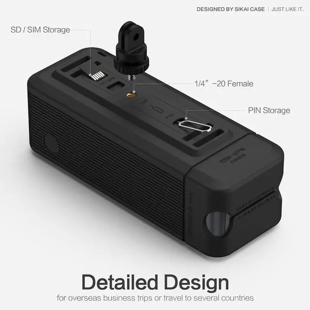 Alt view image 6 of 7 - Silicone Case for Anker Prime Power Bank 27,650mAh 250W 1/4-inch nut Hole, TF/SIM Card Storage Reserved Compatible with Anker 250W Prime Power Bank Protective Cover Dustproof Soft with Handle(Black)