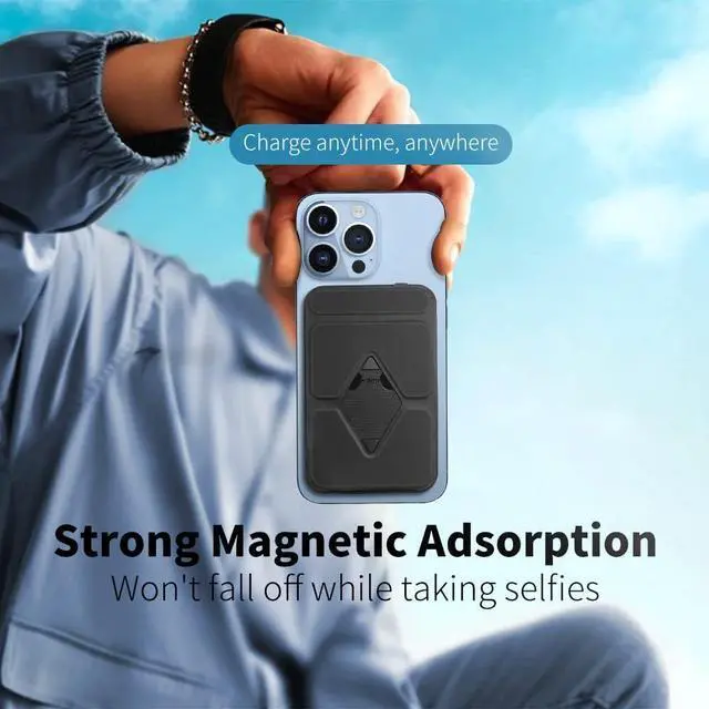 Alt view image 7 of 7 - SITONG Magnetic Wireless Power Bank with Foldable Stand Compatible with MagSafe, 10000mAh Battery Pack for iPhone 14/13 / 12 Series, Portable Charger with USB-C Cable (Black)