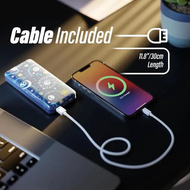 Alt view image 4 of 7 - Disney Tim Burtons The Nightmare Before Christmas Jack Skellington 10,000mah Power Bank- Universally Compatible Portable Phone Charger w/USB Charging Port- Jack Skellington Gifts for NBC Fans