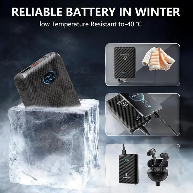 Alt view image 6 of 6 - Battery Pack for Heated Vest, 7.4V/5V 10000mAh Power Bank for Heated Vest with DC/USB/Type-C Output and LED Display for Heating Clothing and Phones