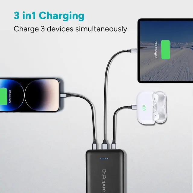 Alt view image 4 of 7 - DR.PREPARE 5V 3A Heated Vest Battery Pack, 10000mAh Power Bank for Heated Jacket with Dual USB Outputs & Type C in/Output, Ultra-Compact Portable External Battery Charger, Eye Mask, iPhone, iPad