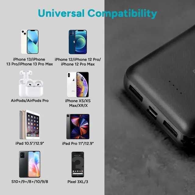 Alt view image 6 of 7 - DR.PREPARE 5V 3A Heated Vest Battery Pack, 10000mAh Power Bank for Heated Jacket with Dual USB Outputs & Type C in/Output, Ultra-Compact Portable External Battery Charger, Eye Mask, iPhone, iPad