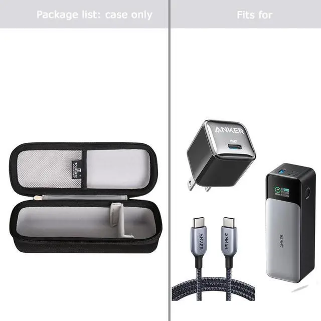 Alt view image 4 of 7 - Hard Storage Case for Anker 737 Power Bank (PowerCore 24K) and Anker 715 Charger (Nano II 65W) Combo-Tourmate (Black case only)