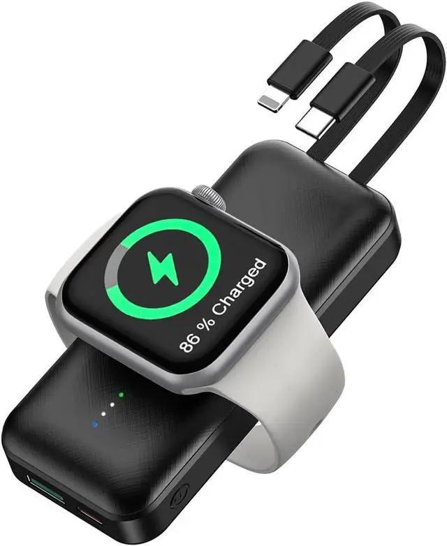 Main image of Portable Apple Watch Charger, 10000mAh Mini Power Bank for iWatch,Fast Charging Phone Charger with Built in Cable,Compatible with Apple Watch 9/Ultra/8/7/6/Se/5/4/3/2/iPhone14/13/12/11/ iPod/Samsung