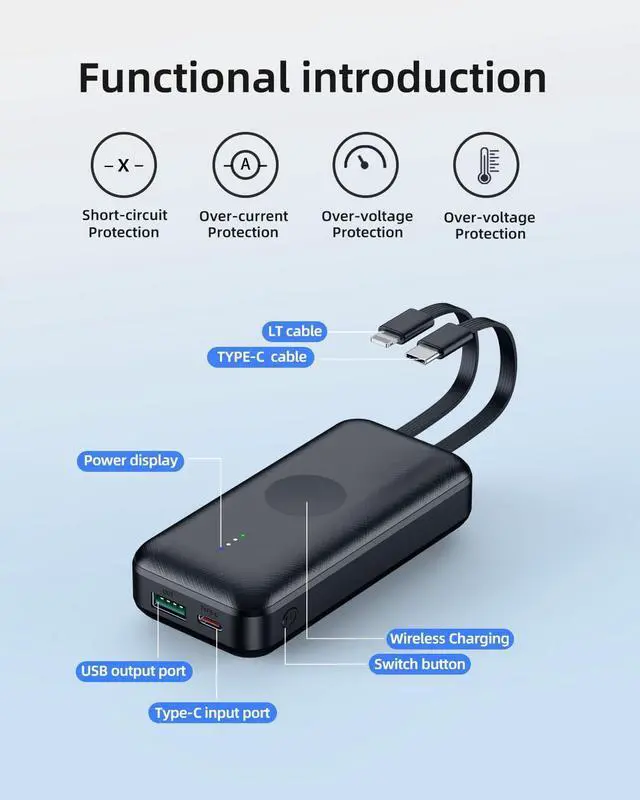 Alt view image 6 of 7 - Portable Apple Watch Charger, 10000mAh Mini Power Bank for iWatch,Fast Charging Phone Charger with Built in Cable,Compatible with Apple Watch 9/Ultra/8/7/6/Se/5/4/3/2/iPhone14/13/12/11/ iPod/Samsung