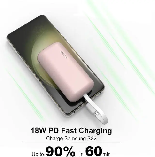 Alt view image 2 of 7 - Portable Charger with Built-in USB-C Cable,10000mAh 18W PD Fast Charging Power Bank.LED Display Battery Pack Compatible with iPhone 15,15 Plus,15 Pro,15 Pro Max,Samsung Galaxy S23,S22,S21,Note20/10/9