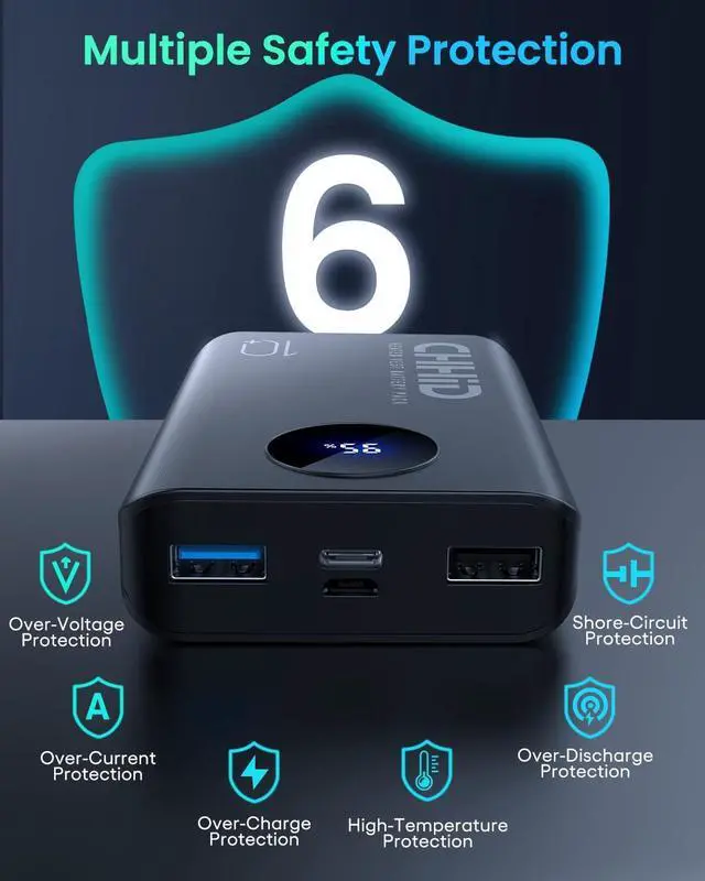 Alt view image 7 of 7 - 5V 2A Heated Vest Battery Pack,Power Bank Heated Jacket, LCD Display 10000mAh Portable Charger,Battery Phone Charger for iPhone,Android etc.