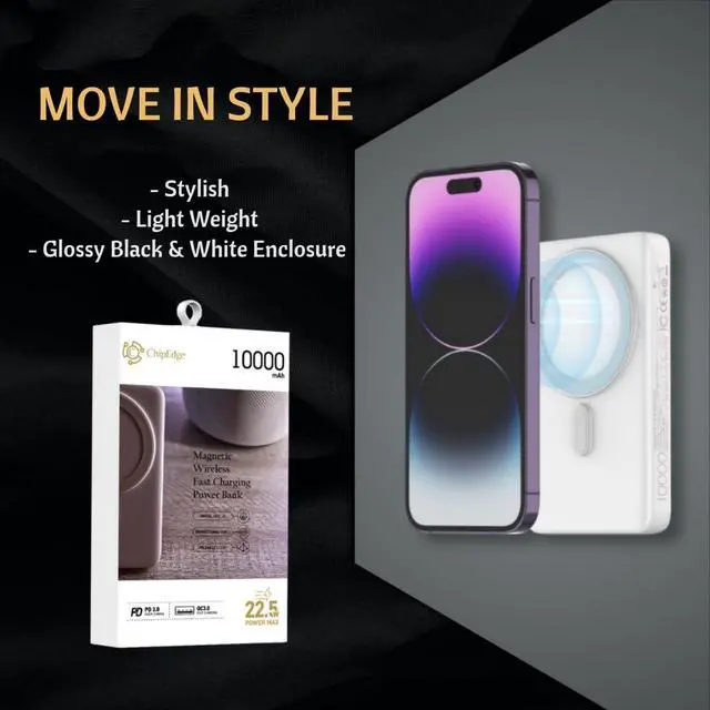 Alt view image 6 of 7 - 10000mAh Magnetic power bank, fast charging wireless portable charger for iPhone, Wireless Power Bank compatible with Magsafe battery pack for iPhone 16/16 Plus/16 Pro/16 Pro Max/15/14/13/12 series