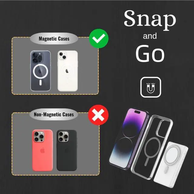 Alt view image 7 of 7 - 10000mAh Magnetic power bank, fast charging wireless portable charger for iPhone, Wireless Power Bank compatible with Magsafe battery pack for iPhone 16/16 Plus/16 Pro/16 Pro Max/15/14/13/12 series