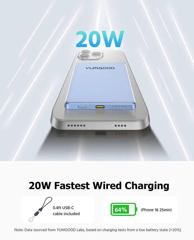 Alt view image 2 of 7 - 5000mAh Magnetic Battery Pack - Qi2 Certified 15W Magnetic Portable Charger for iPhone 16 Pro Max/16 Pro/16/15/14/13/12 20W PD Wired Wireless Fast Charging Ultra Slim Metal Battery Pack