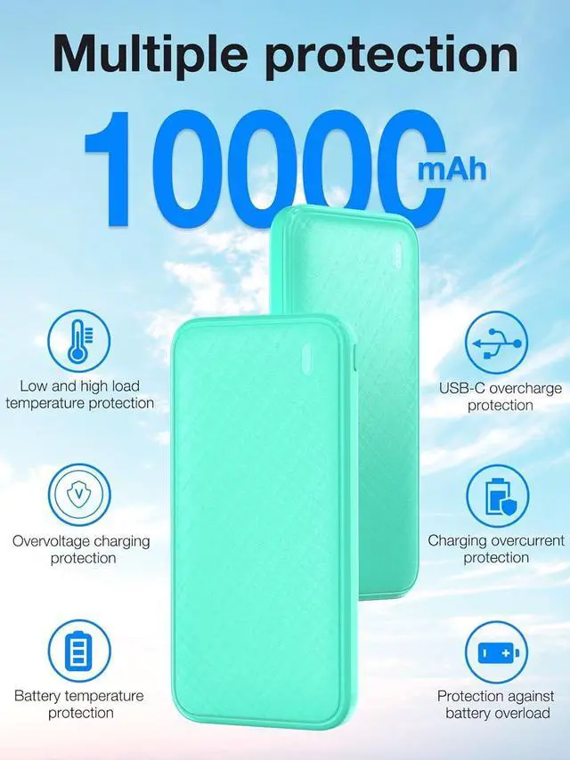 Alt view image 5 of 7 - 10000mAh Portable Charger 20W Fast Charging Power Bank Battery Pack PD QC 3.0 PowerBank USB C Input & Output for iPhone