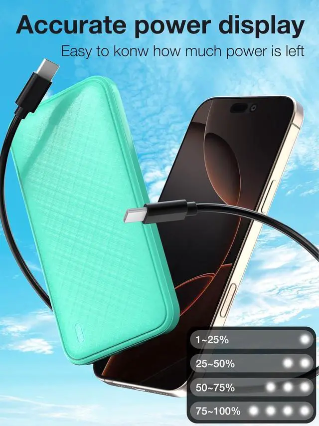 Alt view image 6 of 7 - 10000mAh Portable Charger 20W Fast Charging Power Bank Battery Pack PD QC 3.0 PowerBank USB C Input & Output for iPhone