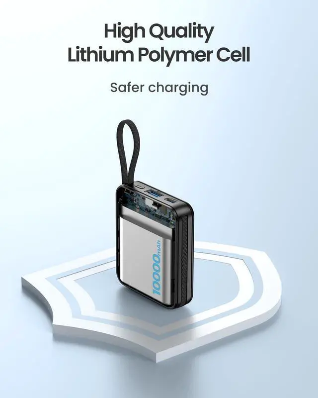 Alt view image 4 of 7 - Small Portable Charger with Built in Cable, 10000mAh Smart LED Display Mini Power Bank,USB C Input/Output Fast Charging Cell Phone Battery Pack,for iPhone 16/15 /14/13/Samsung/Android/Tablet.