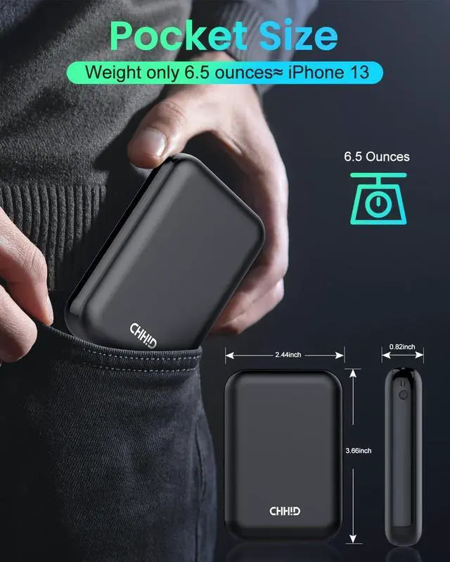 Alt view image 5 of 7 - Pocket Size Power Bank 10000mah for Heated Vest,5V 2A Heated Jacket Battery Pack,LED Display Portable Charger with Dual USB,External Battery Phone Chager for iPhone,Android etc.