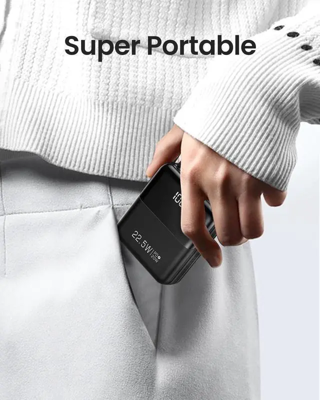 Alt view image 7 of 7 - Small Portable Charger with Built in Cable, 10000mAh Smart LED Display Mini Power Bank,USB C Input/Output Fast Charging Cell Phone Battery Pack,for iPhone 16/15 /14/13/Samsung/Android/Tablet.