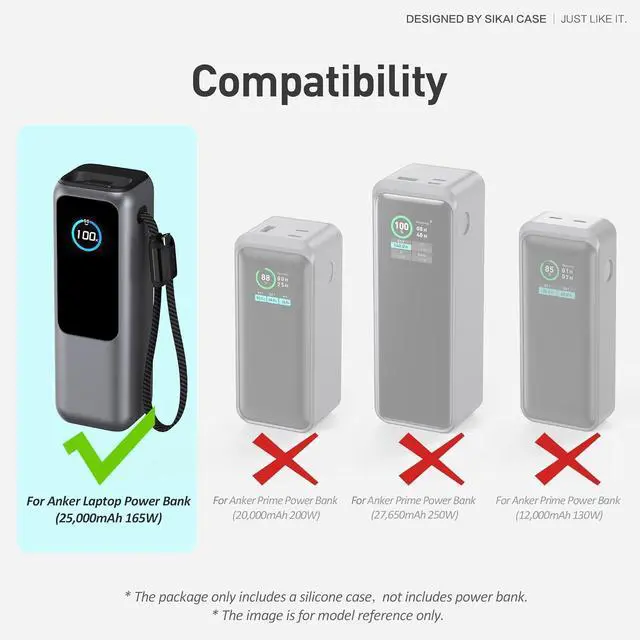 Alt view image 2 of 7 - Silicone Case for Anker Laptop Power Bank (25,000mAh 165W) 1/4" Nut Hole,SD/SIM Card Storage, Display Protection&Dustproof, Travel Protective Cover Compatible with Anker Power Bank 165W (Gray)