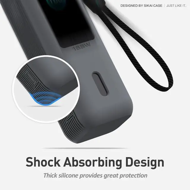 Alt view image 3 of 7 - Silicone Case for Anker Laptop Power Bank (25,000mAh 165W) 1/4" Nut Hole,SD/SIM Card Storage, Display Protection&Dustproof, Travel Protective Cover Compatible with Anker Power Bank 165W (Gray)