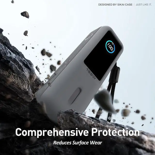 Alt view image 7 of 7 - Silicone Case for Anker Laptop Power Bank (25,000mAh 165W) 1/4" Nut Hole,SD/SIM Card Storage, Display Protection&Dustproof, Travel Protective Cover Compatible with Anker Power Bank 165W (Gray)