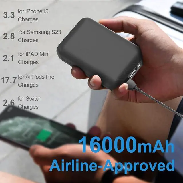 Alt view image 3 of 7 - 16000mAh Battery Pack for Heated Vest-5V/7.4V Rechargeable Power Bank with LED Display and DC/USB Output for Heated Jacket, Hoodie and Pants,Fast Charging Powerbank Compatible with iPhone iPad Samsung
