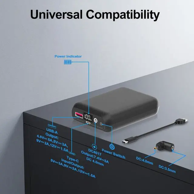 Alt view image 6 of 7 - 16000mAh Battery Pack for Heated Vest-5V/7.4V Rechargeable Power Bank with LED Display and DC/USB Output for Heated Jacket, Hoodie and Pants,Fast Charging Powerbank Compatible with iPhone iPad Samsung