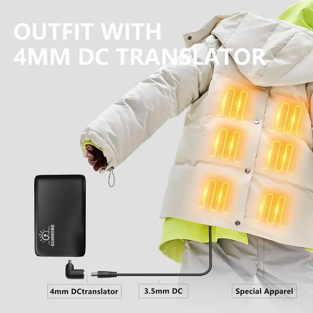 Alt view image 3 of 6 - 16000mah Heated Vest Battery Pack Compatible with ORORO and Venustas,Portable Power Bank with DC/USB/Type-C 7.4V/5V Output and LED Display for Heated Vest,Jacket,Pant,Blanket
