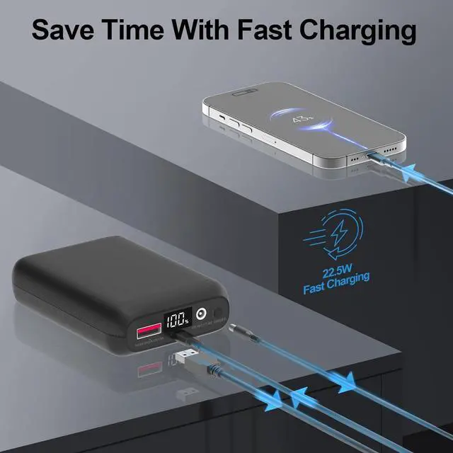 Alt view image 5 of 7 - 16000mAh Battery Pack for Heated Vest-5V/7.4V Rechargeable Power Bank with LED Display and DC/USB Output for Heated Jacket, Hoodie and Pants,Fast Charging Powerbank Compatible with iPhone iPad Samsung