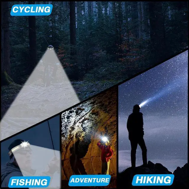 Alt view image 7 of 7 - Rechargeable LED Headlamp, 2-Pack Bright Head Lamp with Motion Sensor, White Red Light Source Headlight Flashlight, Lightweight Weatherproof HeadLamps for Outdoor Camping Running