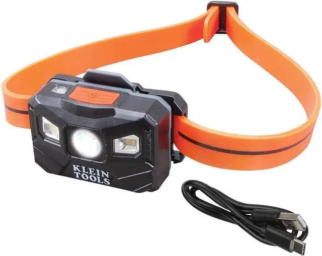 Main image of Klein Tools 56064 Rechargeable Auto-Off LED Headlamp, Silicone Strap, 400 lms, All-Day Runtime, for Work, Running, Outdoor Hiking, Camping