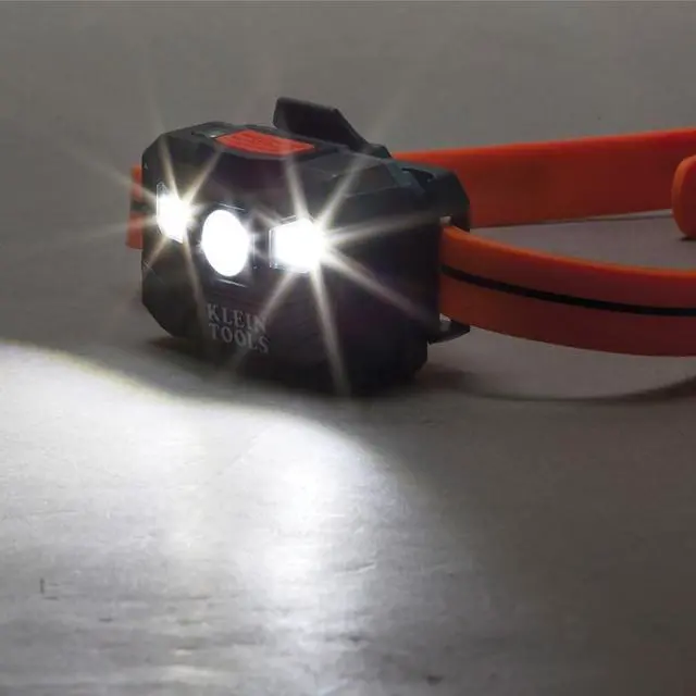 Alt view image 7 of 7 - Klein Tools 56064 Rechargeable Auto-Off LED Headlamp, Silicone Strap, 400 lms, All-Day Runtime, for Work, Running, Outdoor Hiking, Camping